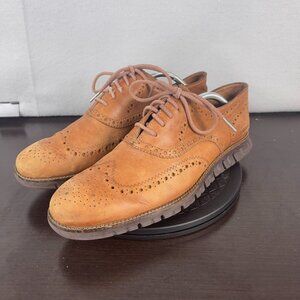 Cole Haan Wingtip Oxfords Brown Nubuck Leather Zerogrand Shoes C29411 size 10.5